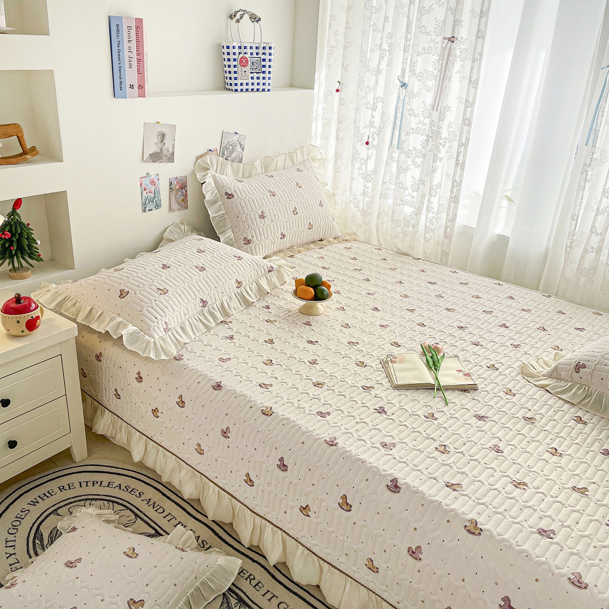 91家纺网 家纺一手货源 找家纺 美优兰 2026新款全棉榻榻米垫 粉色木马