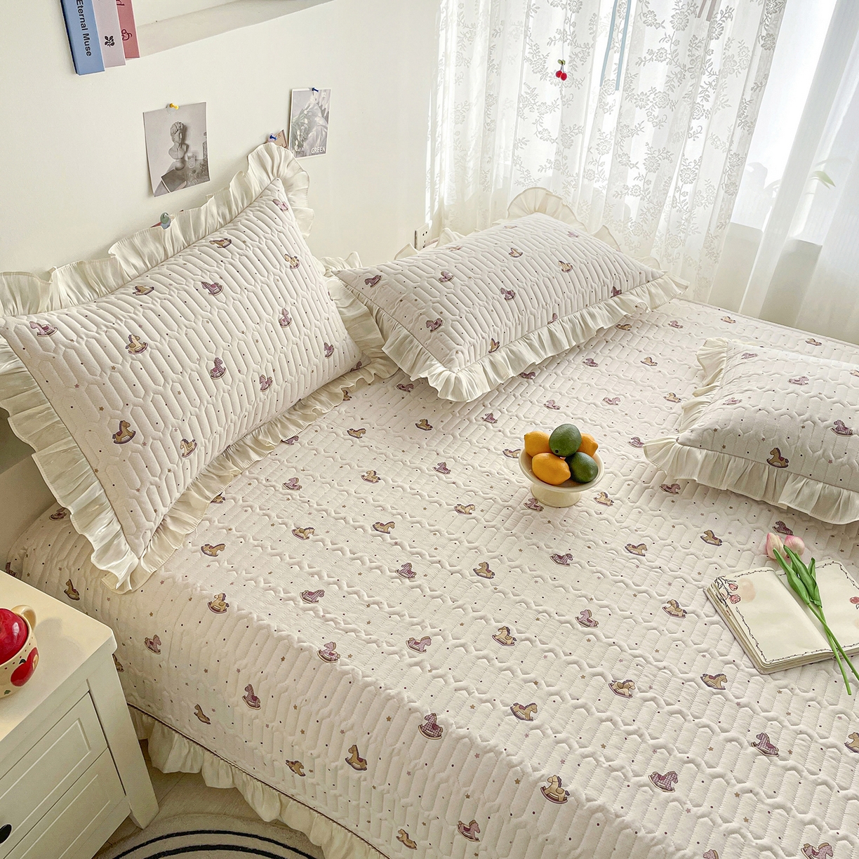 91家纺网 家纺一手货源 找家纺 美优兰 2026新款全棉榻榻米垫 粉色木马