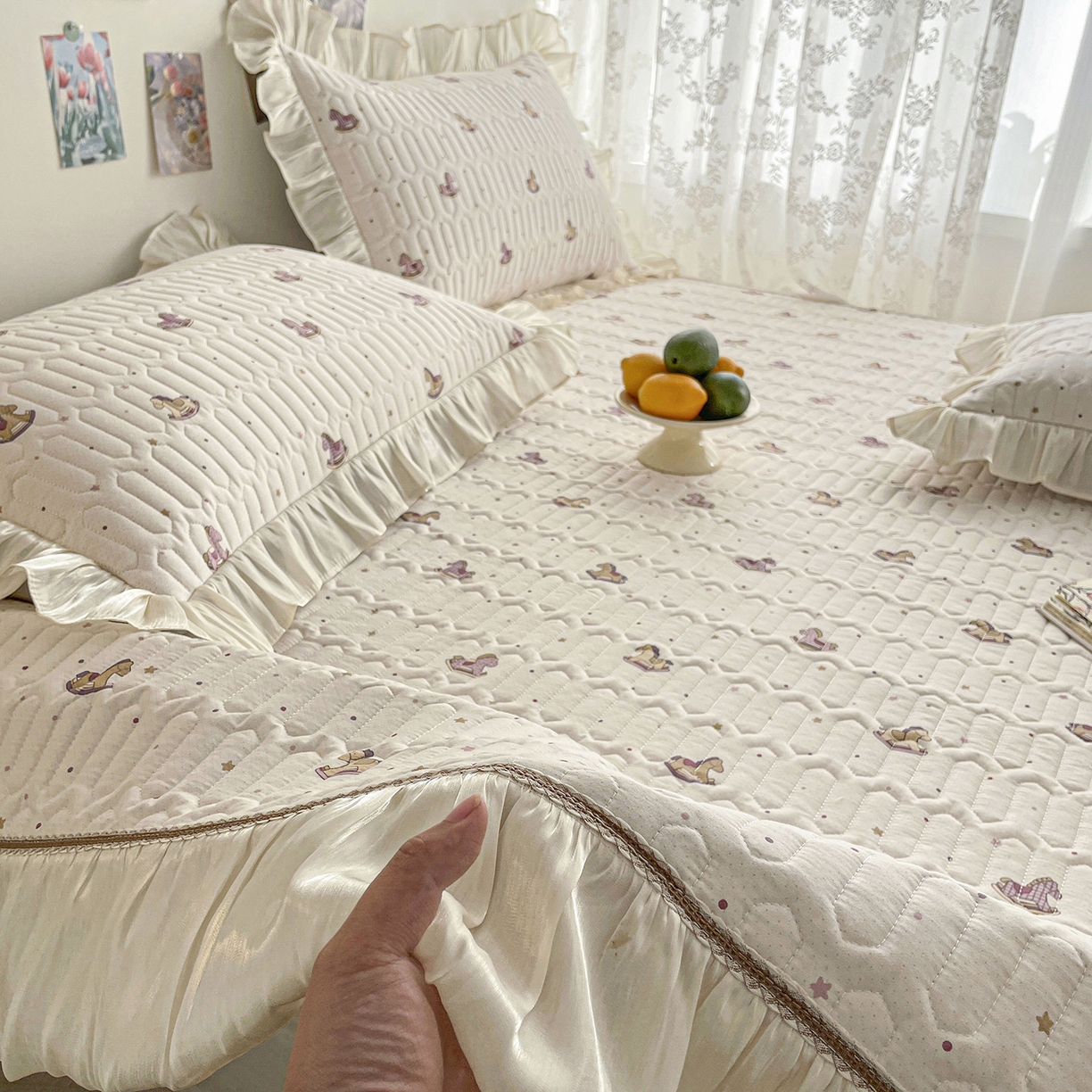 91家纺网 家纺一手货源 找家纺 美优兰 2026新款全棉榻榻米垫 粉色木马