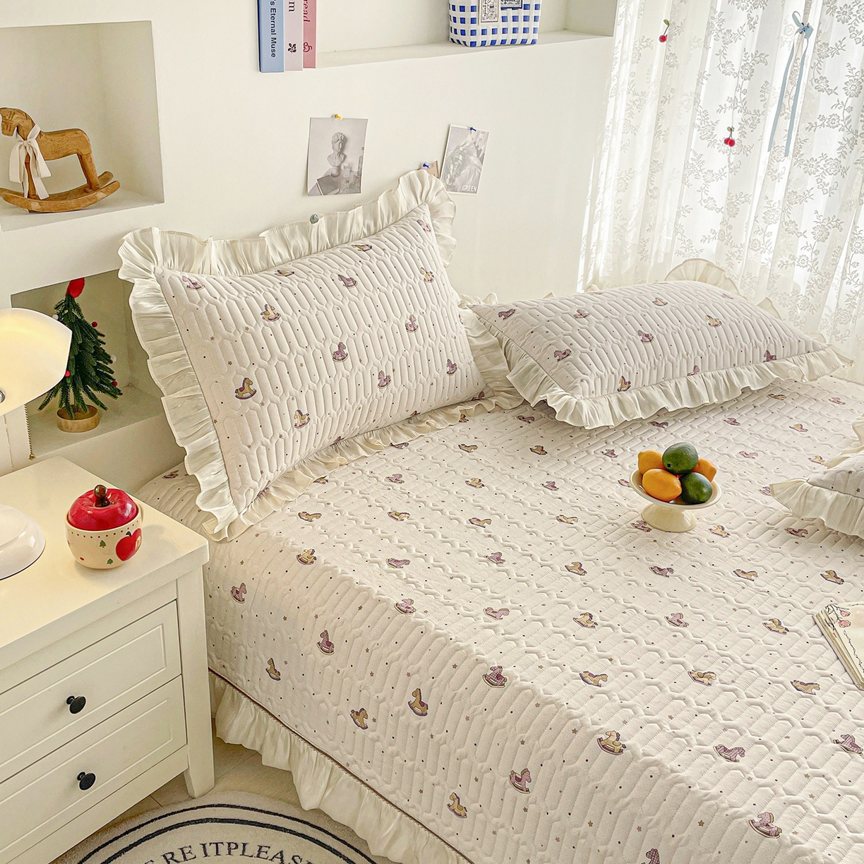 91家纺网 家纺一手货源 找家纺 美优兰 2026新款全棉榻榻米垫 粉色木马