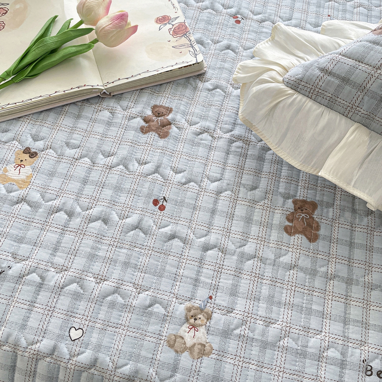 91家纺网 家纺一手货源 找家纺 美优兰 2026新款全棉榻榻米垫 格子熊