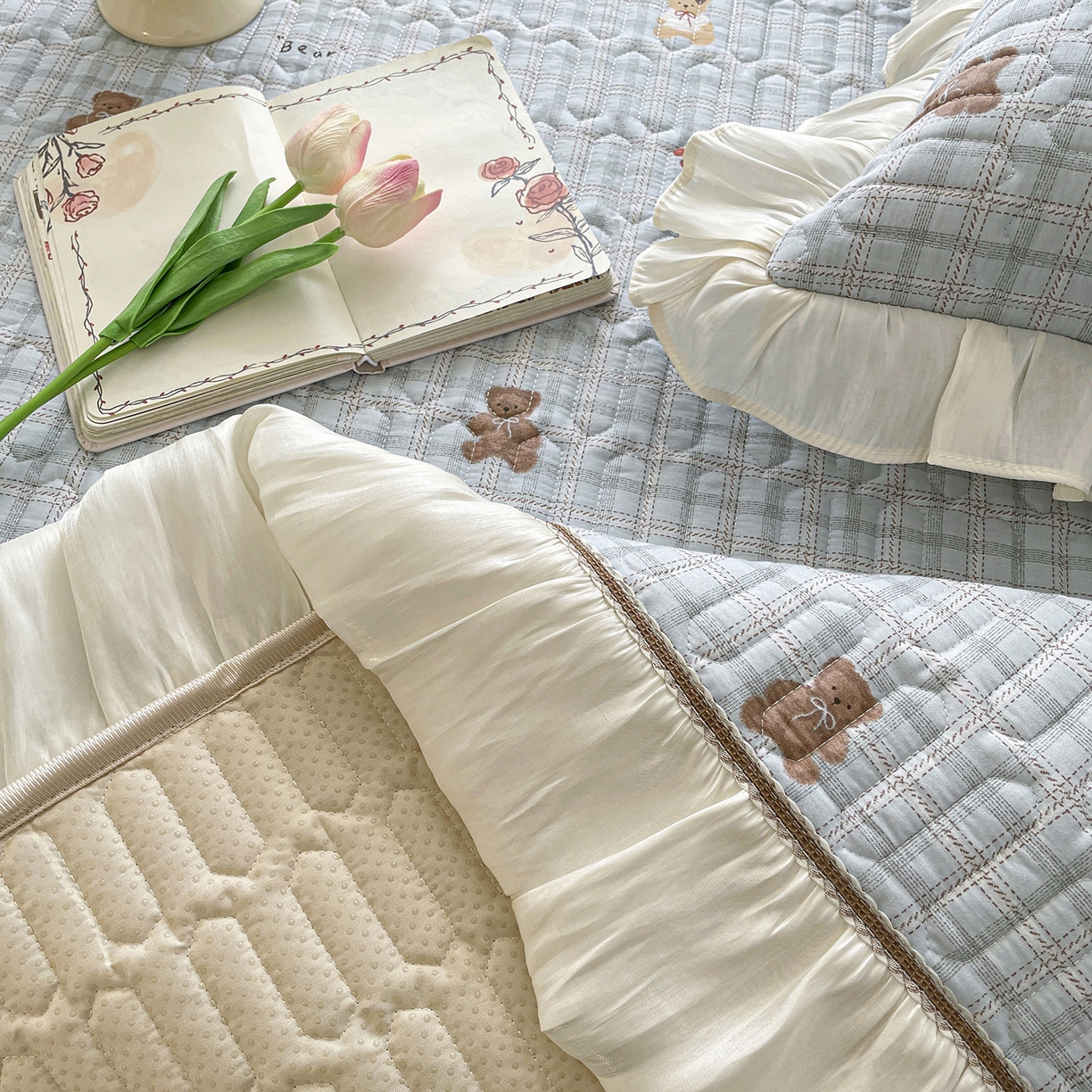 91家纺网 家纺一手货源 找家纺 美优兰 2026新款全棉榻榻米垫 格子熊