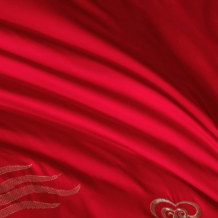 91家纺网 家纺一手货源 找家纺 慕她家纺 2026慕她大花工艺款全棉纯棉婚庆四件套大红色刺绣结婚床上用品 龙凤添喜