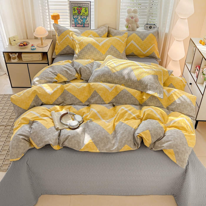 梦精灵家纺 2026新款纯棉床盖四件套全棉绗缝夹棉防滑床单四季通用榻榻米单人学生宿舍 印象派AB灰