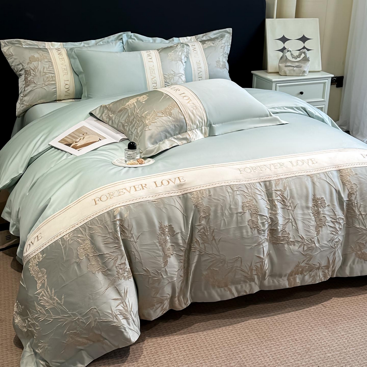 91家纺网 家纺一手货源 找家纺 （总）润锦云 2026新款高克重精品浮雕四件套高端礼盒装-朱丽叶