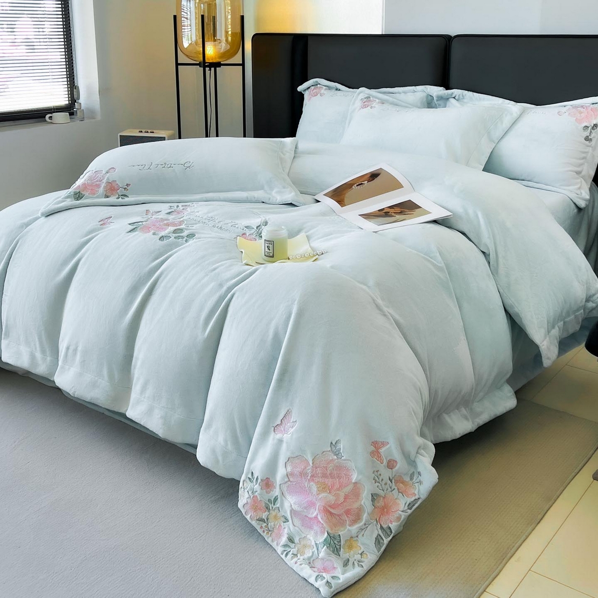 91家纺网 家纺一手货源 找家纺 （总）润锦云 2026新款牛奶绒刺绣四件套-花之韵