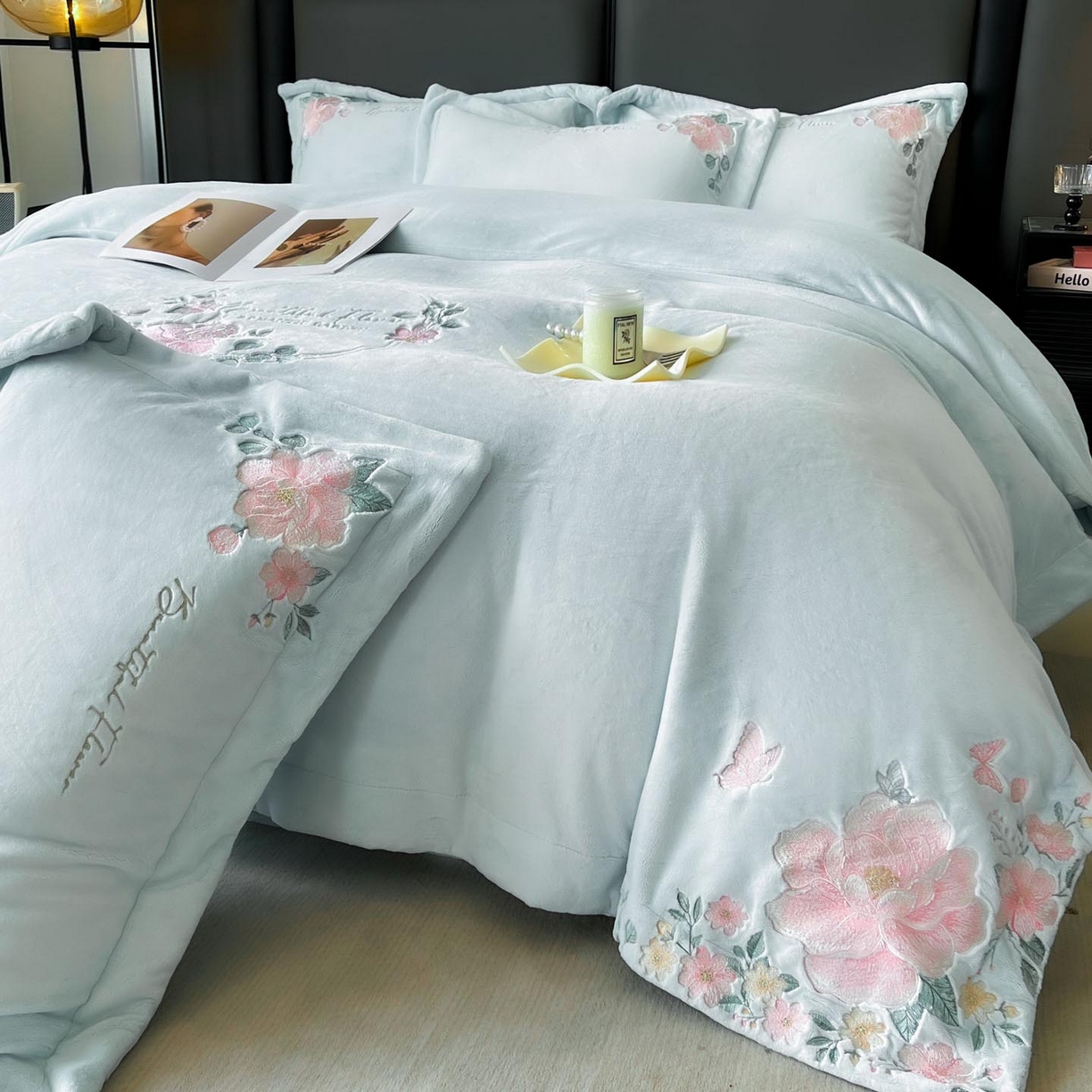 91家纺网 家纺一手货源 找家纺 （总）润锦云 2026新款牛奶绒刺绣四件套-花之韵