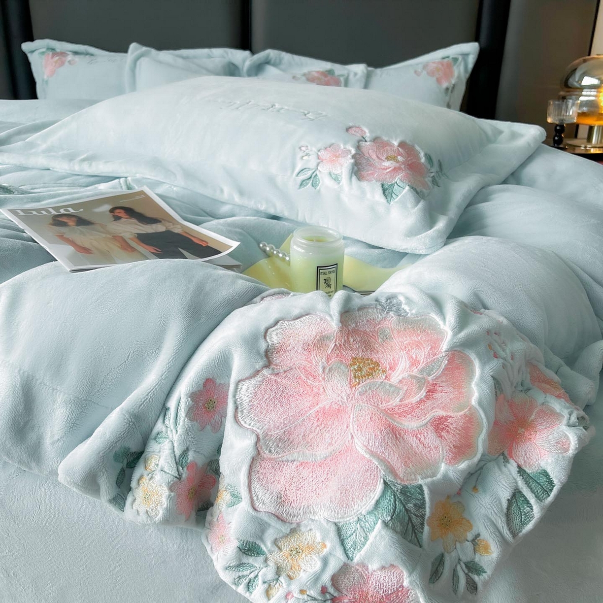 91家纺网 家纺一手货源 找家纺 （总）润锦云 2026新款牛奶绒刺绣四件套-花之韵