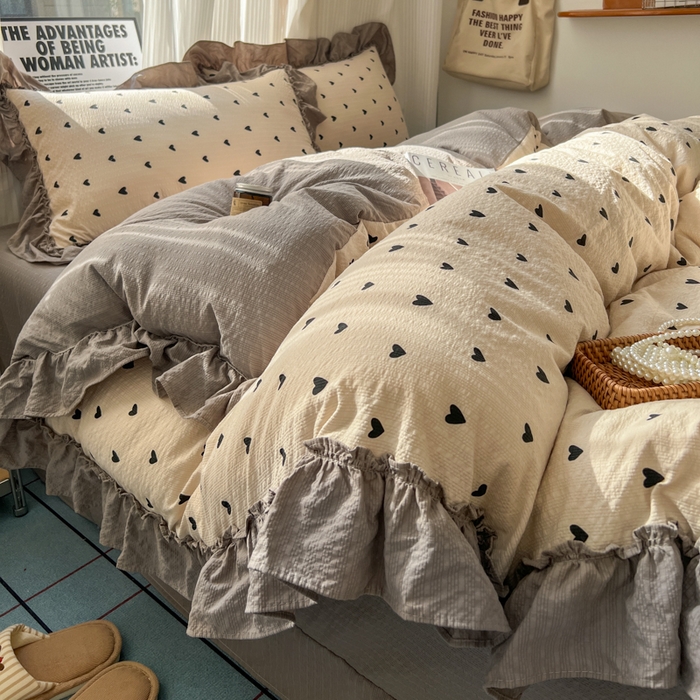 91家纺网 家纺一手货源 找家纺 （总）2026新款泡芙纱花边四件套