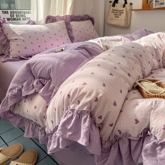 91家纺网 家纺一手货源 找家纺 （总）2026新款泡芙纱花边四件套