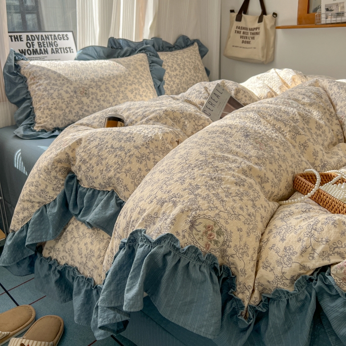 91家纺网 家纺一手货源 找家纺 （总）2026新款泡芙纱花边四件套