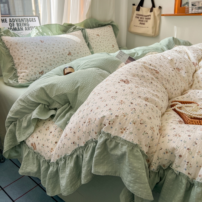 2026新款泡芙纱花边四件套 春和