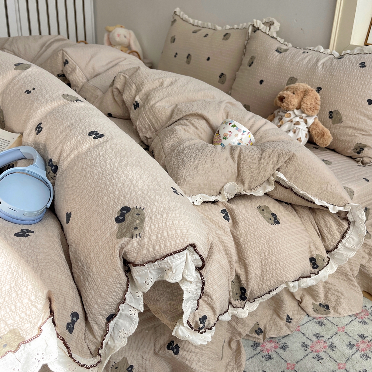 91家纺网 家纺一手货源 找家纺 （总）2026新款泡芙纱床盖四件套