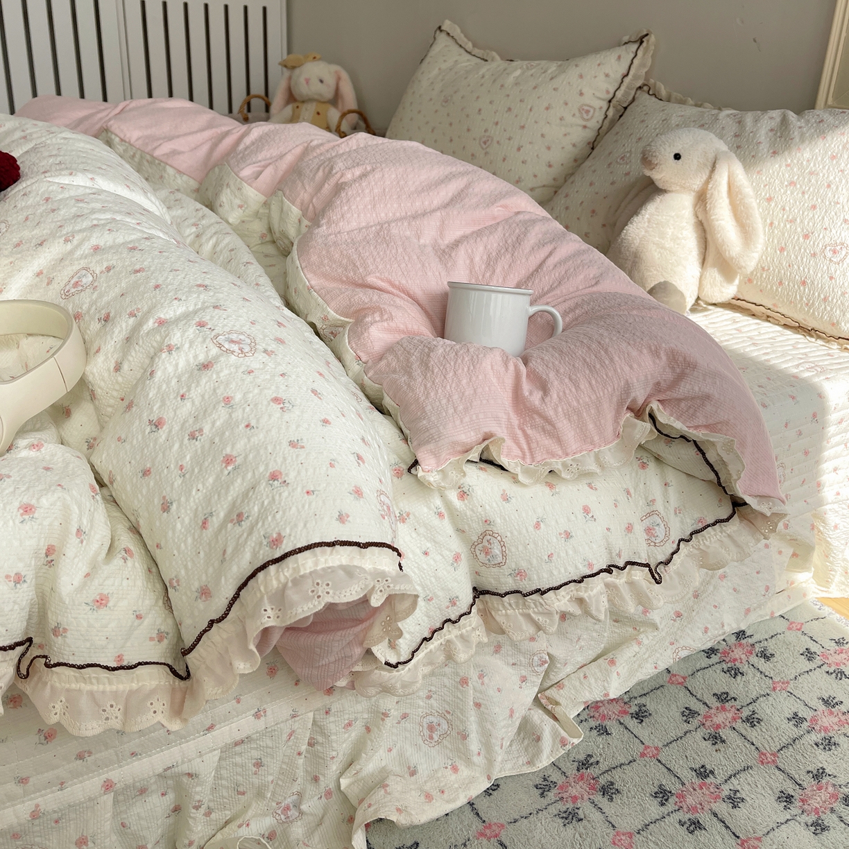 91家纺网 家纺一手货源 找家纺 （总）2026新款泡芙纱床盖四件套