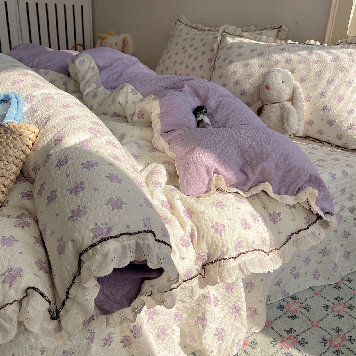 91家纺网 家纺一手货源 找家纺 （总）2026新款泡芙纱床盖四件套