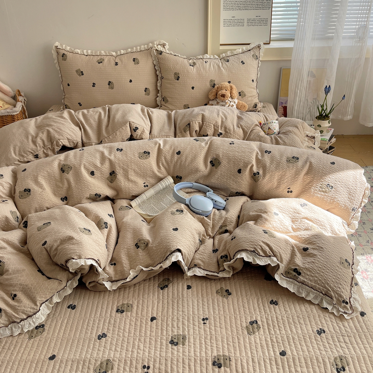 91家纺网 家纺一手货源 找家纺 （总）2026新款泡芙纱床盖四件套