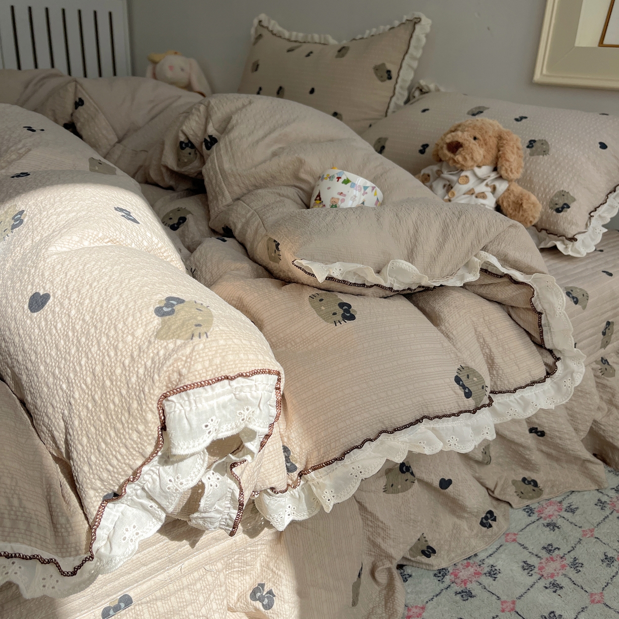 91家纺网 家纺一手货源 找家纺 （总）2026新款泡芙纱床盖四件套