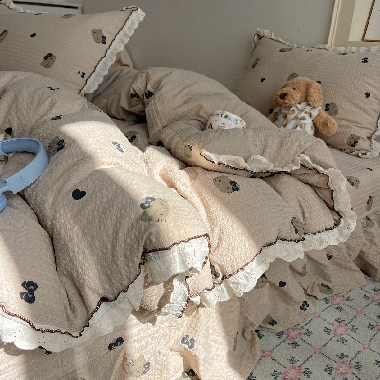 91家纺网 家纺一手货源 找家纺 （总）2026新款泡芙纱床盖四件套