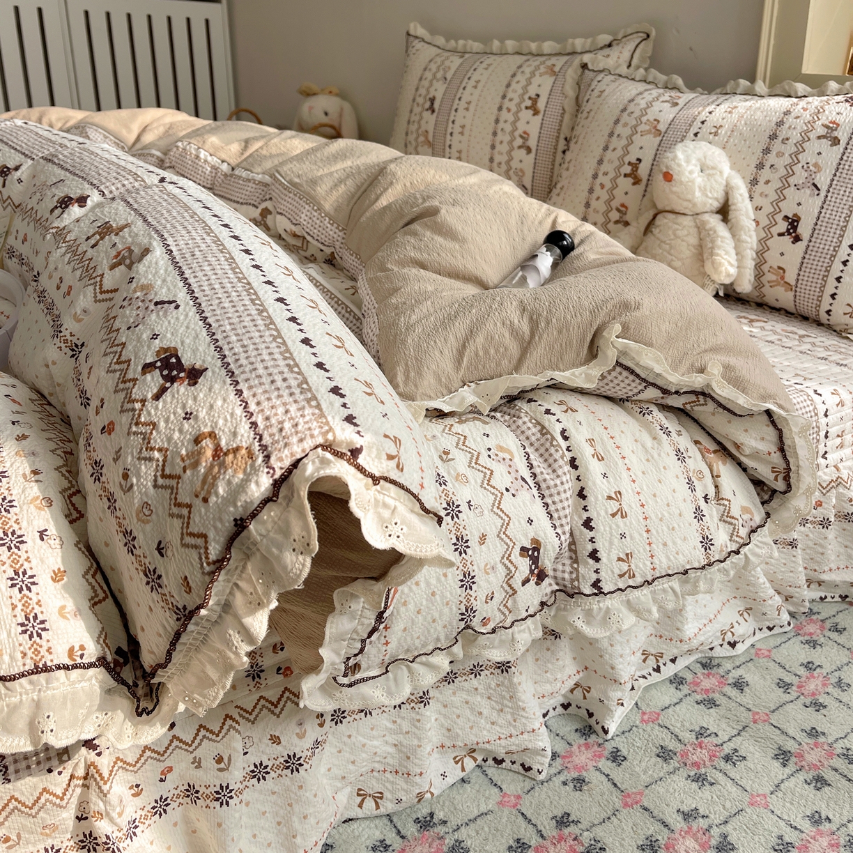 2026新款泡芙纱床盖四件套 摇摇马