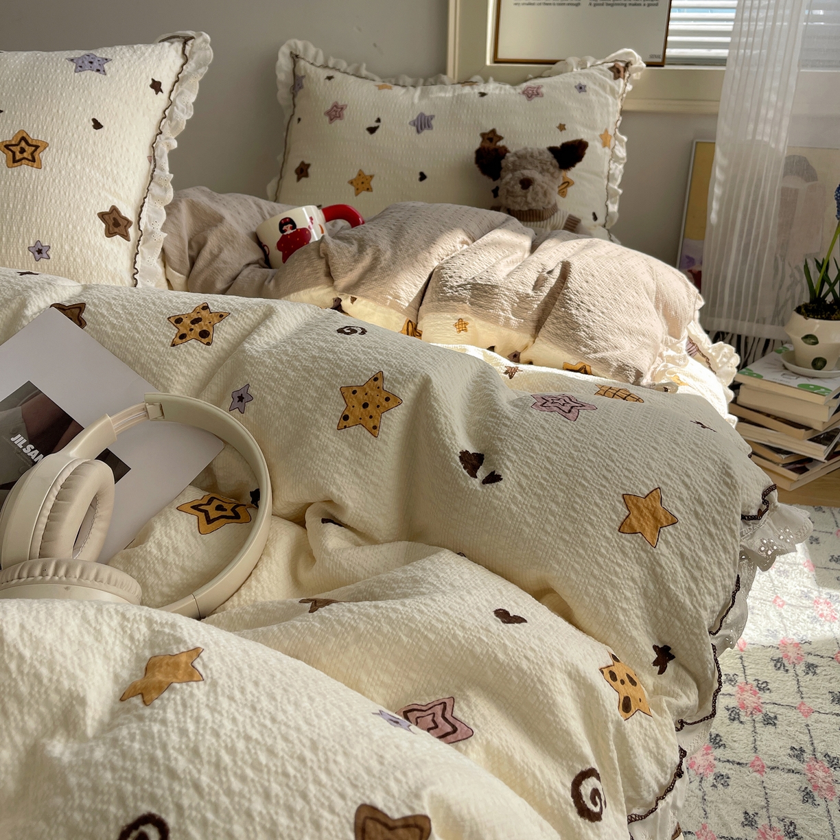 2026新款泡芙纱床盖四件套 星愿