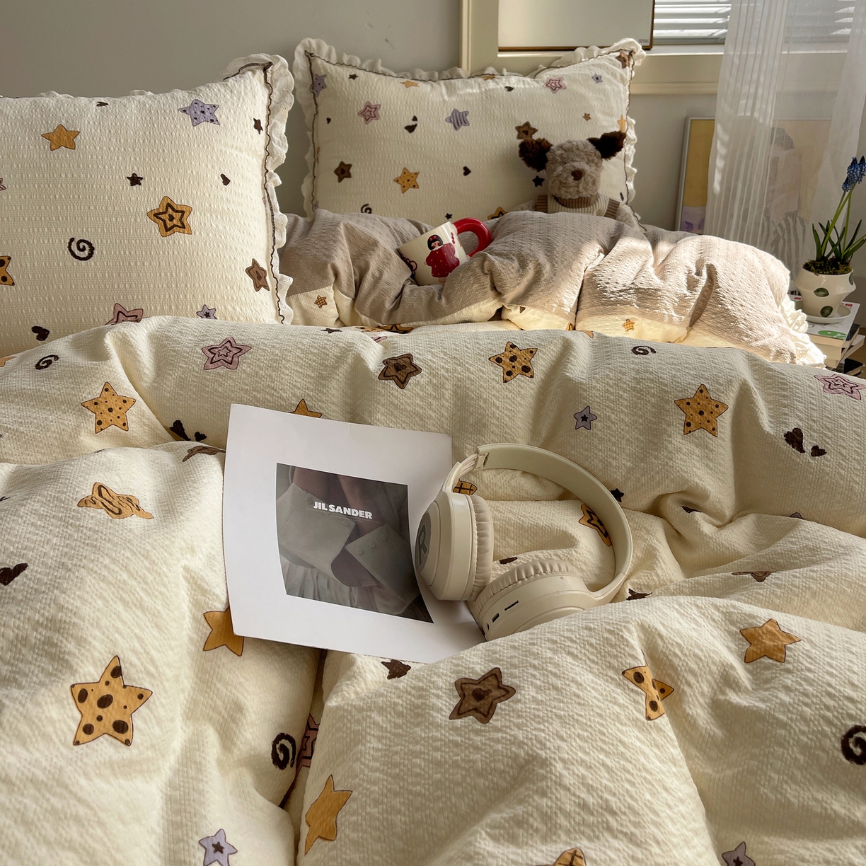 91家纺网 家纺一手货源 找家纺 2026新款泡芙纱床盖四件套 星愿