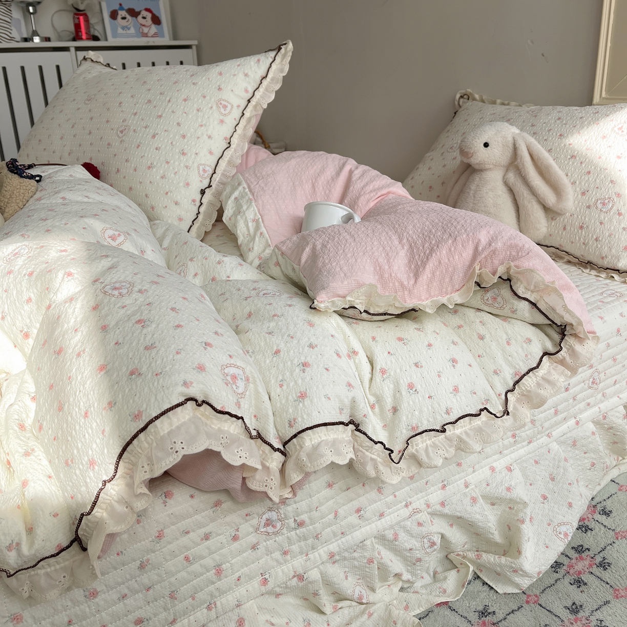 2026新款泡芙纱床盖四件套 暖心