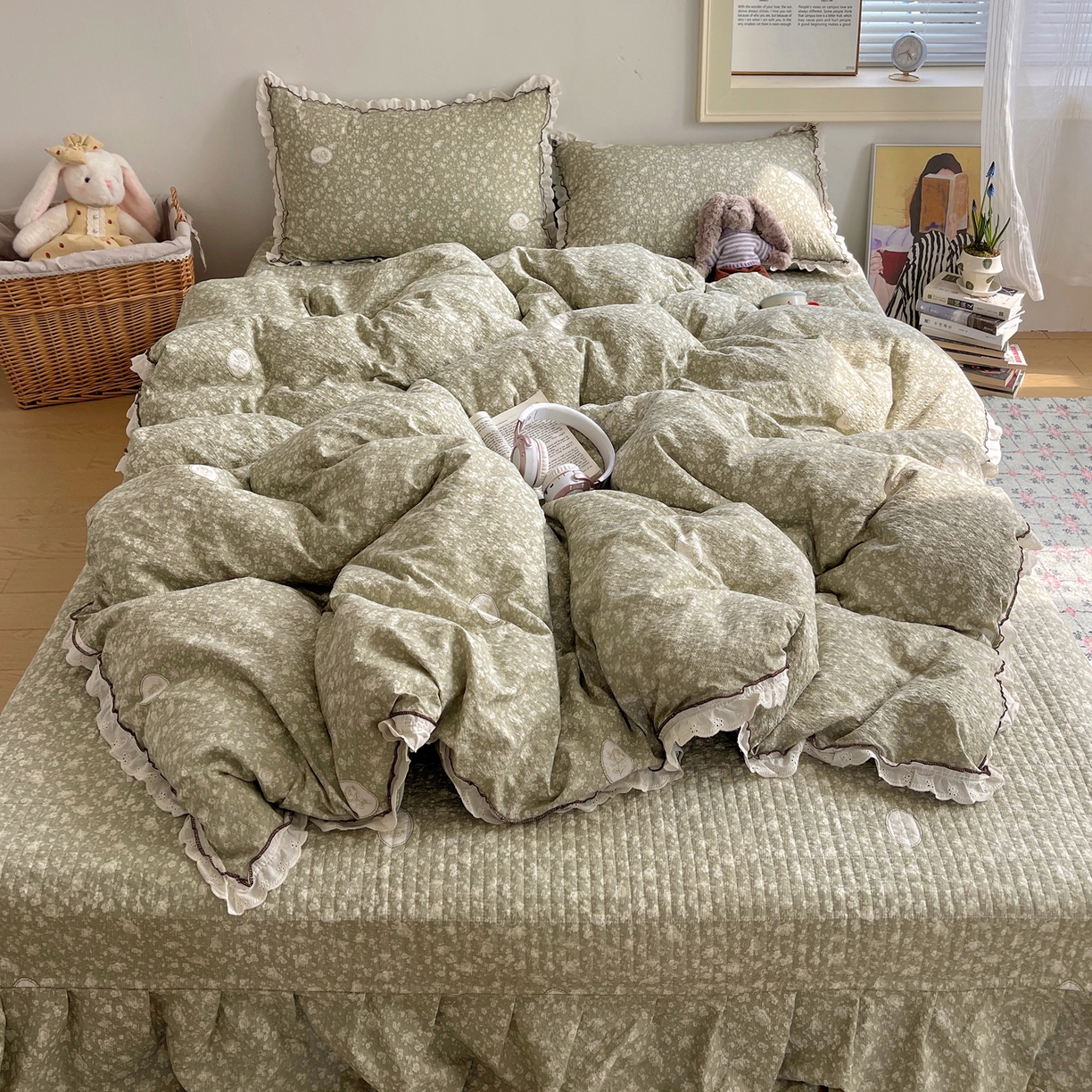 91家纺网 家纺一手货源 找家纺 2026新款泡芙纱床盖四件套 梦境