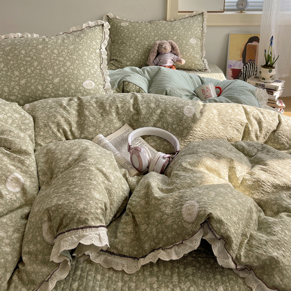 91家纺网 家纺一手货源 找家纺 2026新款泡芙纱床盖四件套 梦境