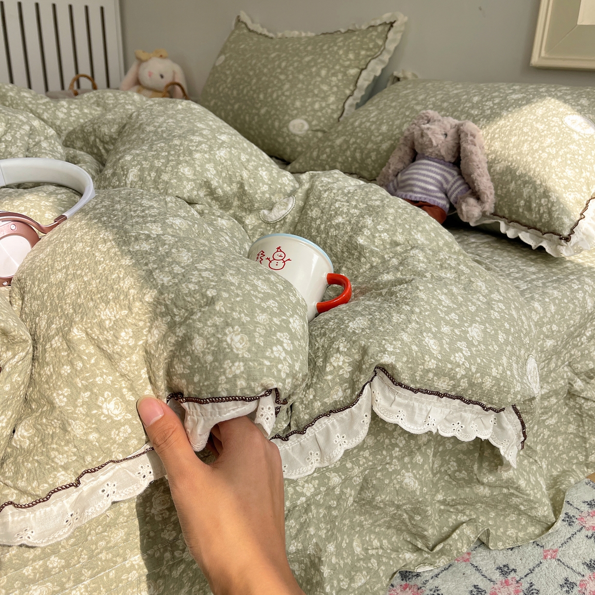 91家纺网 家纺一手货源 找家纺 2026新款泡芙纱床盖四件套 梦境