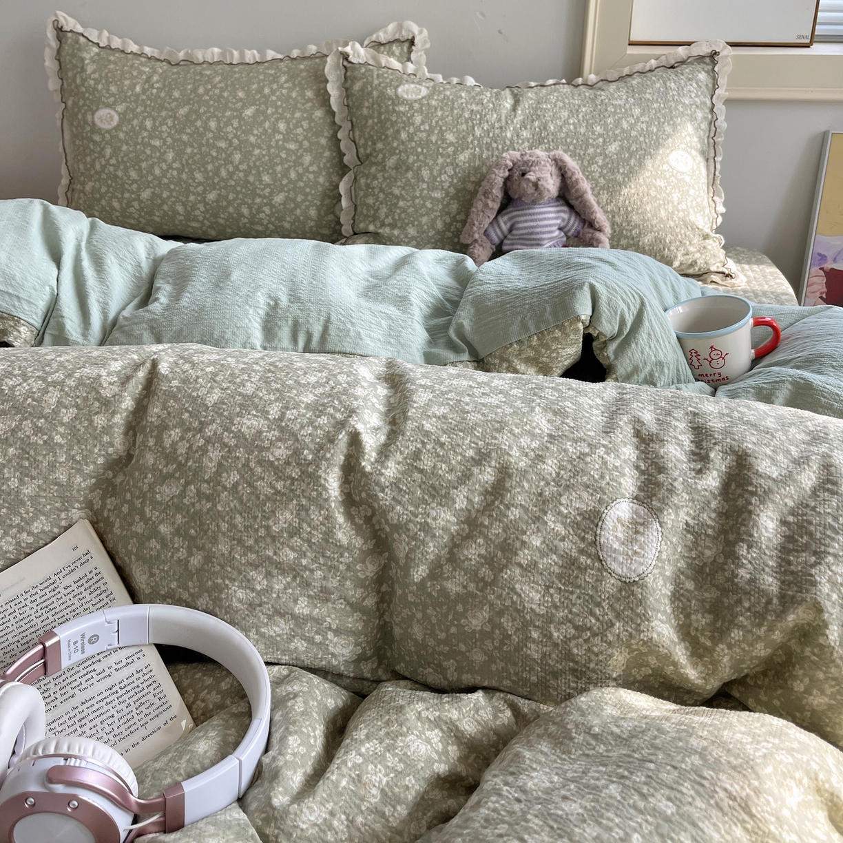 91家纺网 家纺一手货源 找家纺 2026新款泡芙纱床盖四件套 梦境