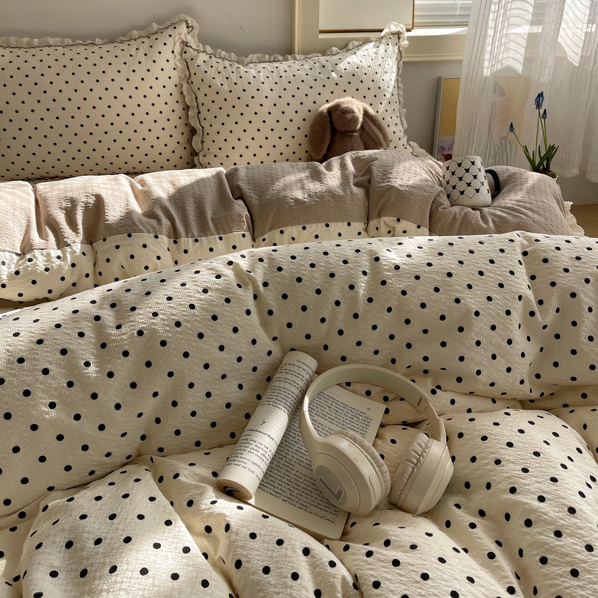 91家纺网 家纺一手货源 找家纺 2026新款泡芙纱床盖四件套 波点