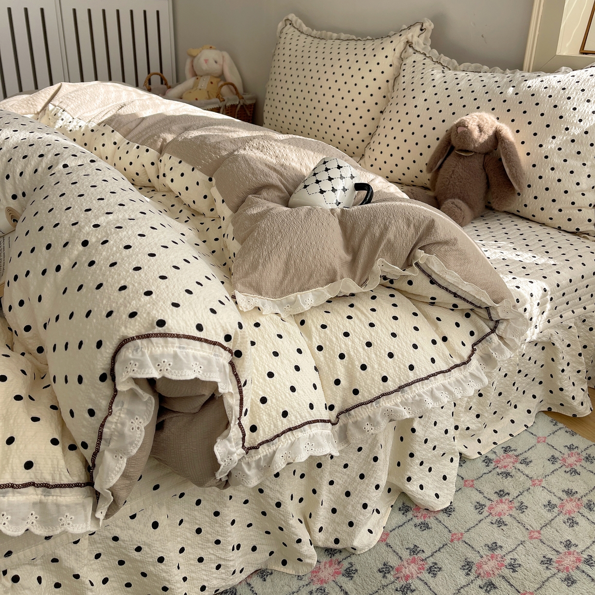 2026新款泡芙纱床盖四件套 波点