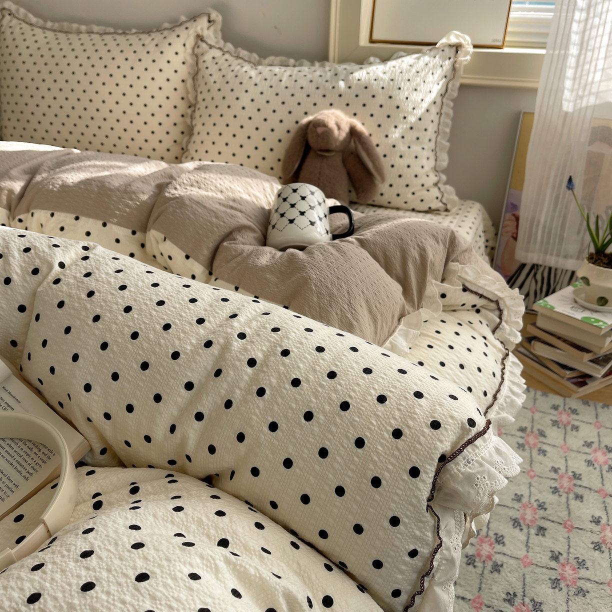 91家纺网 家纺一手货源 找家纺 2026新款泡芙纱床盖四件套 波点