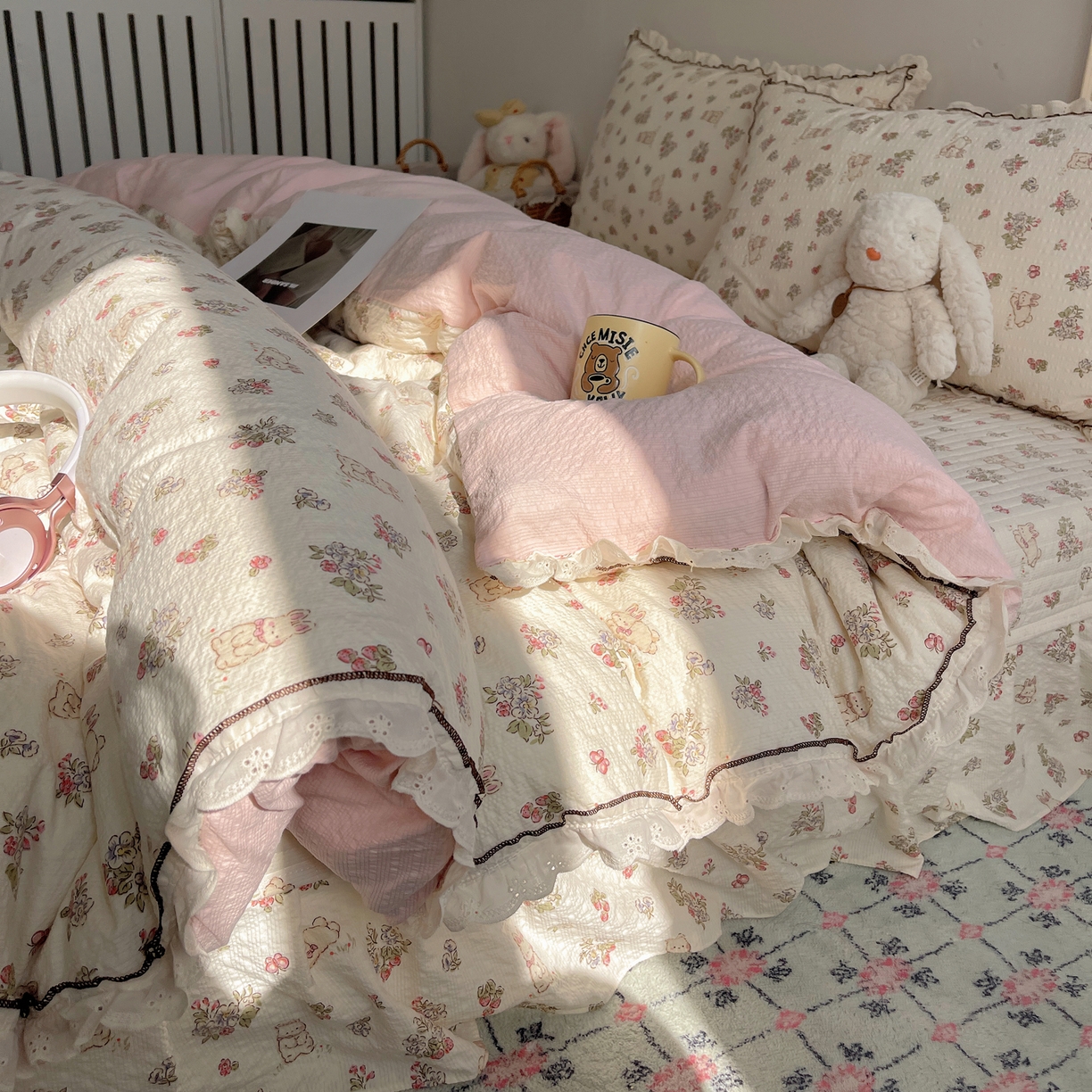 2026新款泡芙纱床盖四件套 甜甜兔