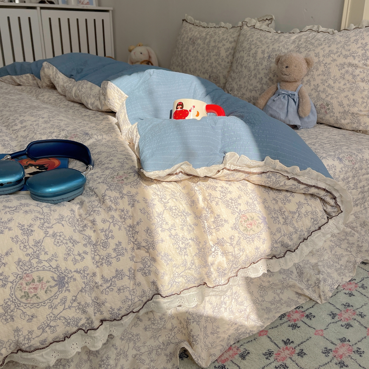 91家纺网 家纺一手货源 找家纺 2026新款泡芙纱床盖四件套 花束