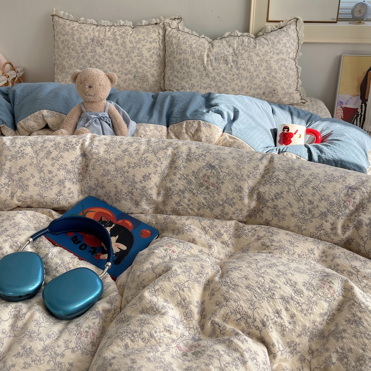 91家纺网 家纺一手货源 找家纺 2026新款泡芙纱床盖四件套 花束