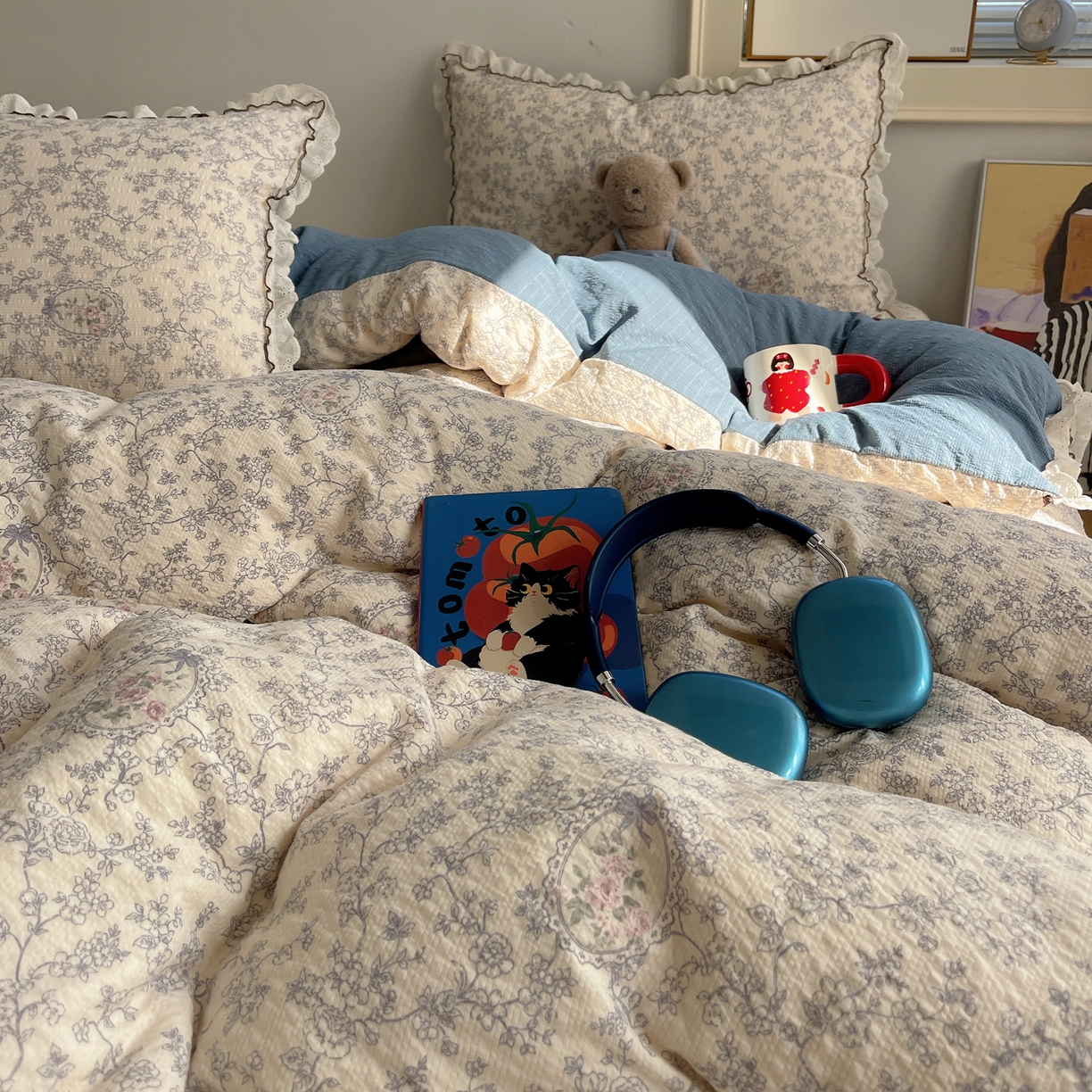 91家纺网 家纺一手货源 找家纺 2026新款泡芙纱床盖四件套 花束