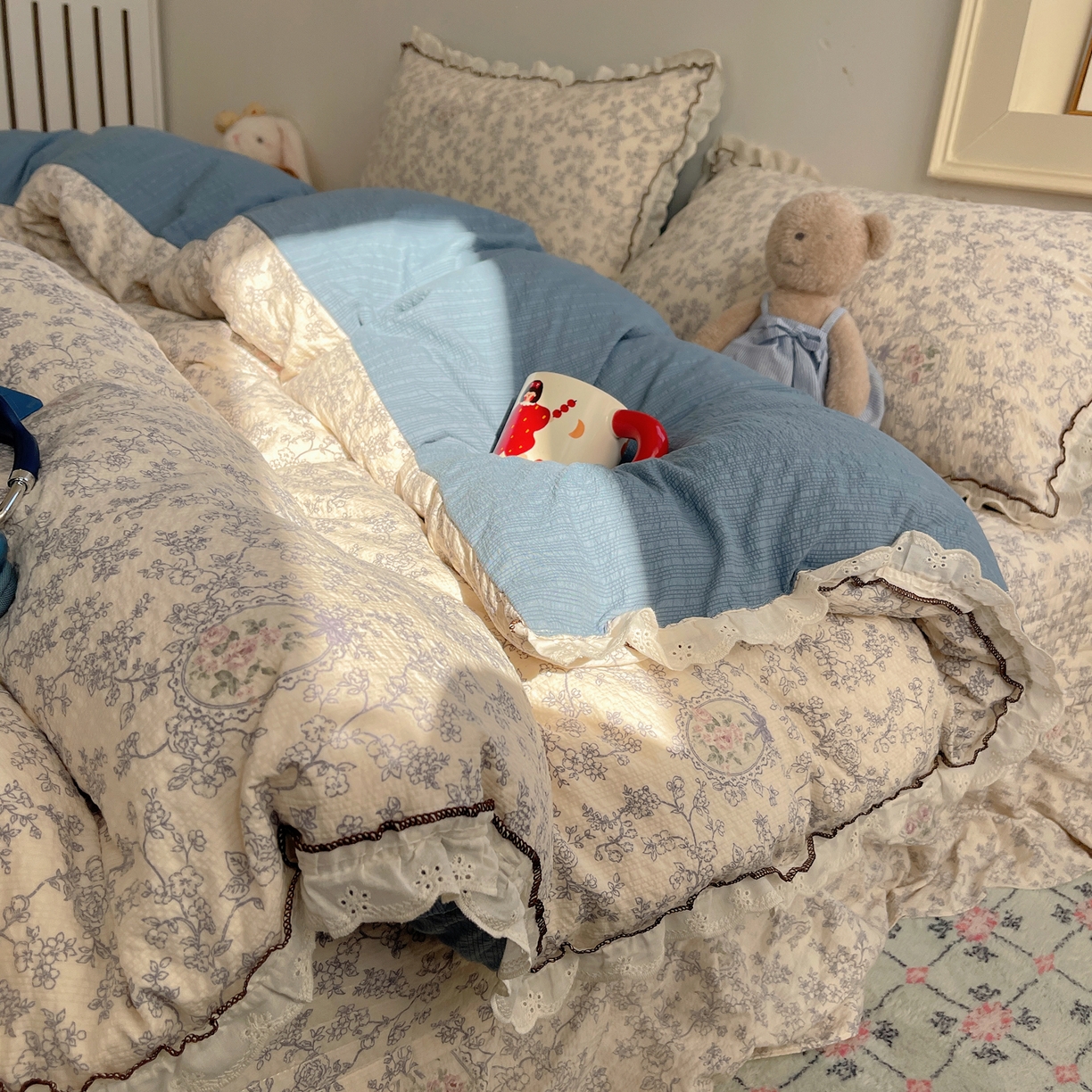 2026新款泡芙纱床盖四件套 花束