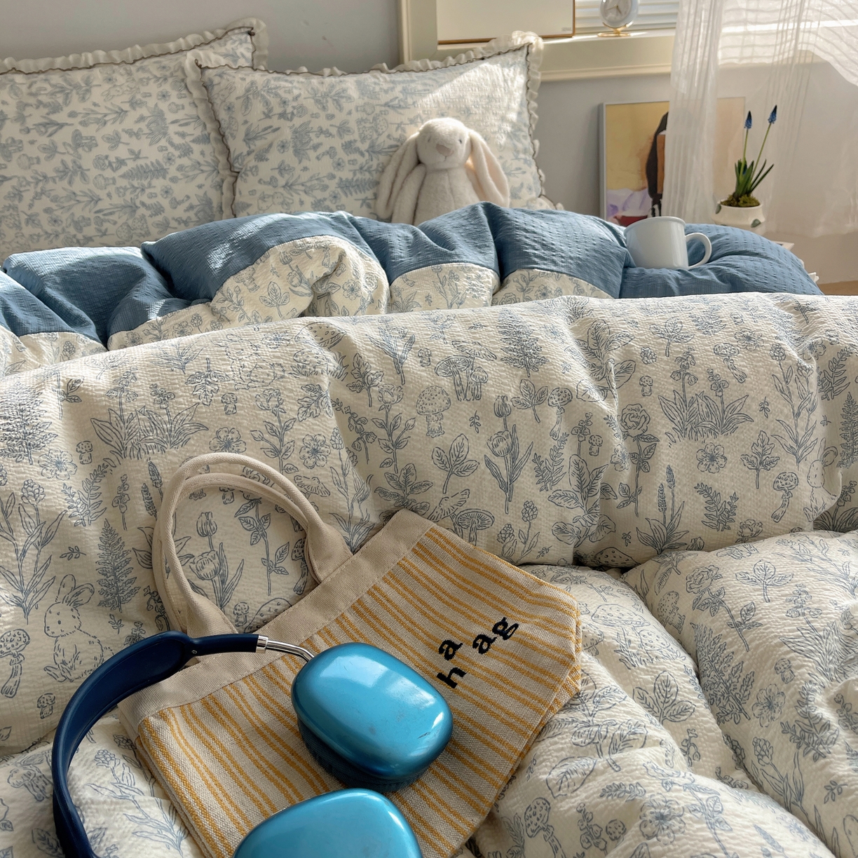 91家纺网 家纺一手货源 找家纺 2026新款泡芙纱床盖四件套 花花