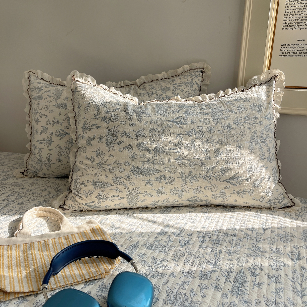 91家纺网 家纺一手货源 找家纺 2026新款泡芙纱床盖四件套 花花