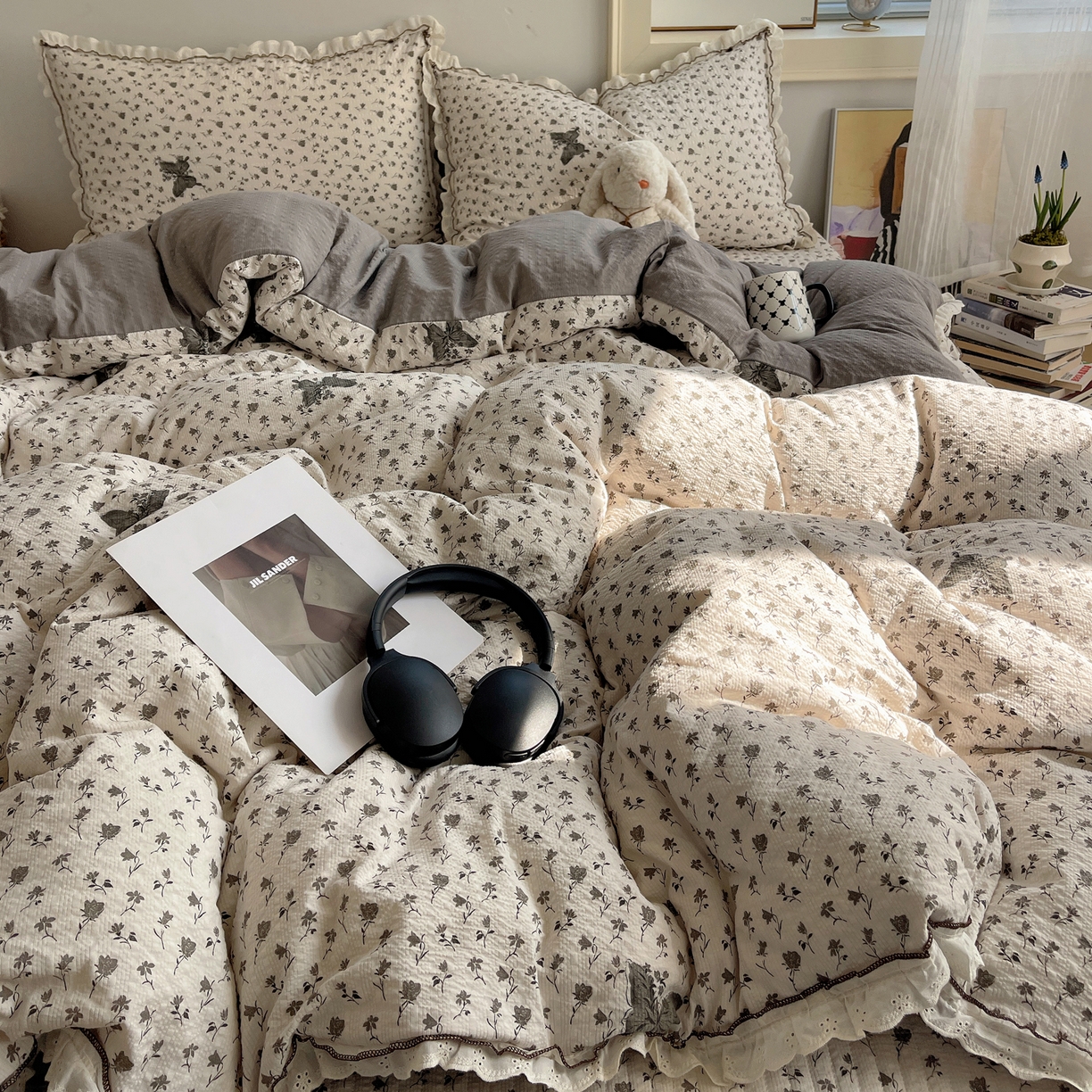 91家纺网 家纺一手货源 找家纺 2026新款泡芙纱床盖四件套 蝶舞