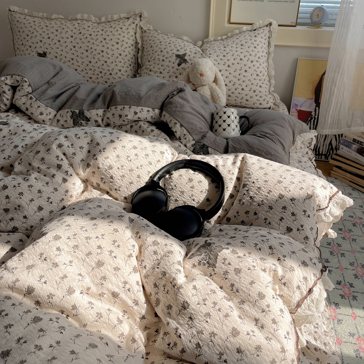 91家纺网 家纺一手货源 找家纺 2026新款泡芙纱床盖四件套 蝶舞