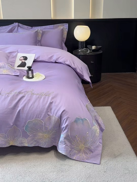 91家纺网 家纺一手货源 找家纺 （总）润锦云 2026新款A类亲肤舒适刺绣四件套-桃夭系列