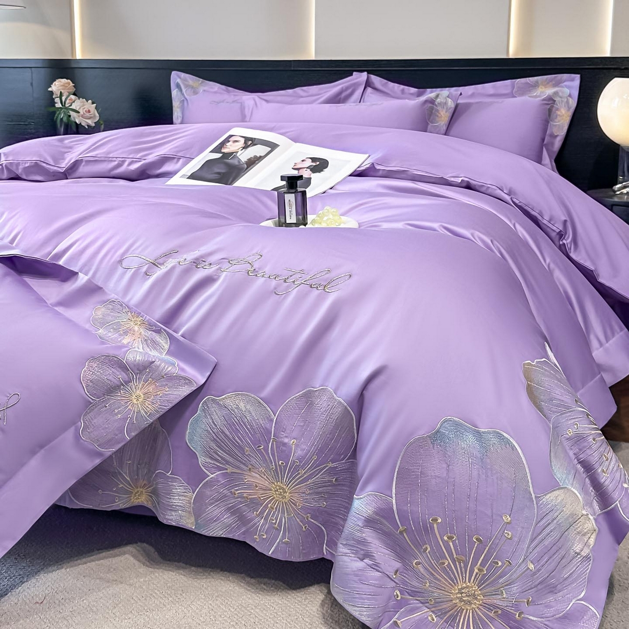 91家纺网 家纺一手货源 找家纺 （总）润锦云 2026新款A类亲肤舒适刺绣四件套-桃夭系列