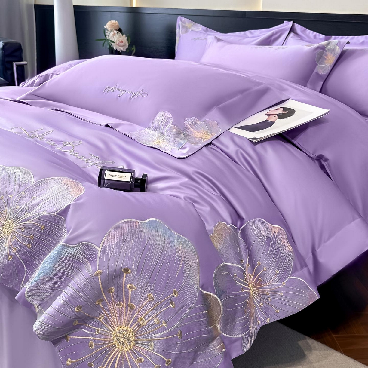 91家纺网 家纺一手货源 找家纺 （总）润锦云 2026新款A类亲肤舒适刺绣四件套-桃夭系列