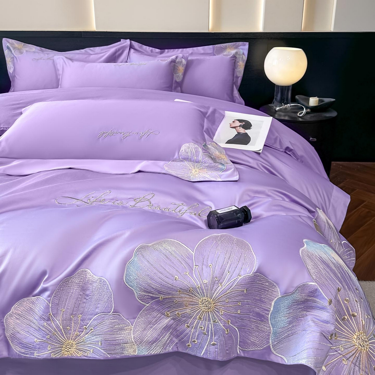 91家纺网 家纺一手货源 找家纺 （总）润锦云 2026新款A类亲肤舒适刺绣四件套-桃夭系列