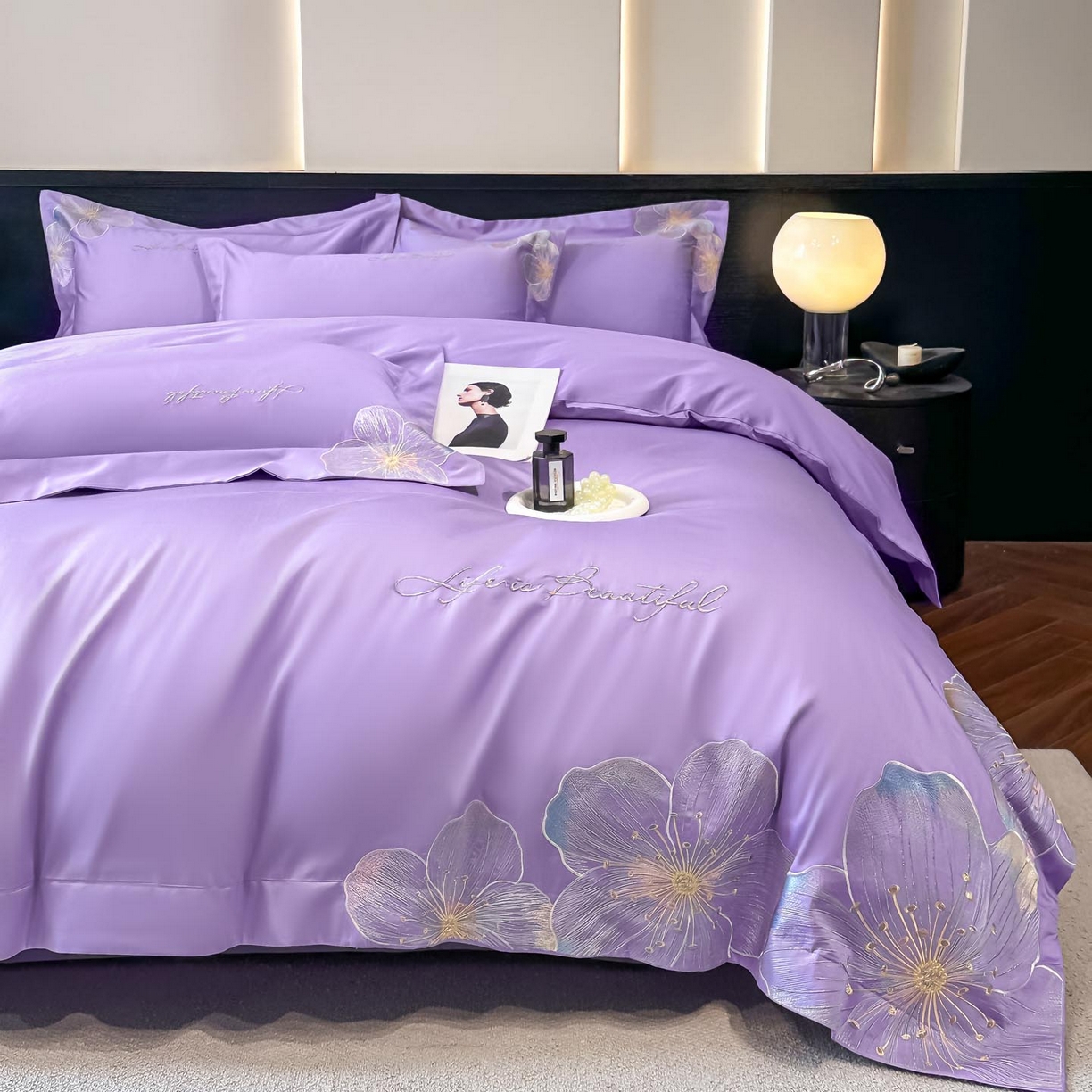 91家纺网 家纺一手货源 找家纺 （总）润锦云 2026新款A类亲肤舒适刺绣四件套-桃夭系列