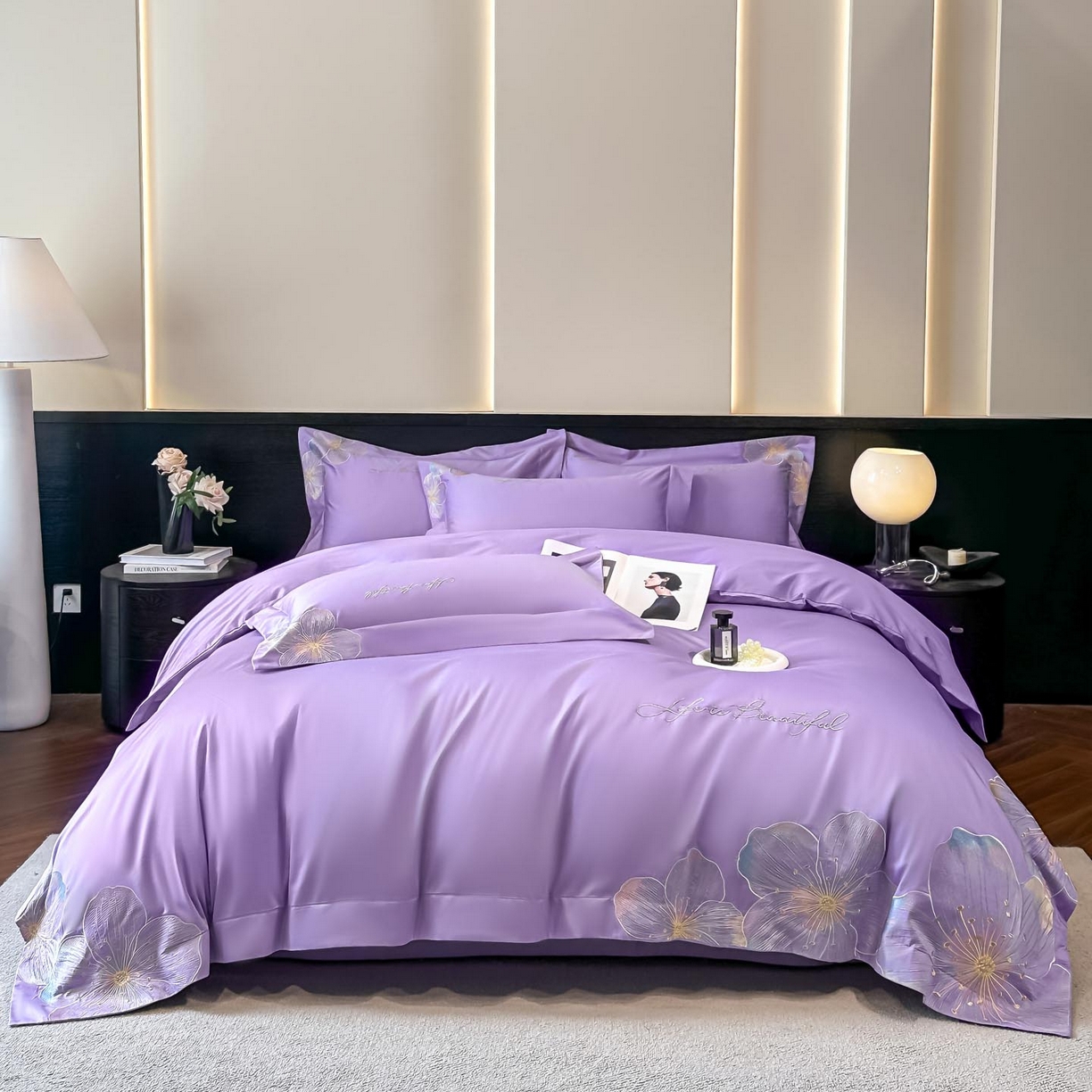 91家纺网 家纺一手货源 找家纺 （总）润锦云 2026新款A类亲肤舒适刺绣四件套-桃夭系列