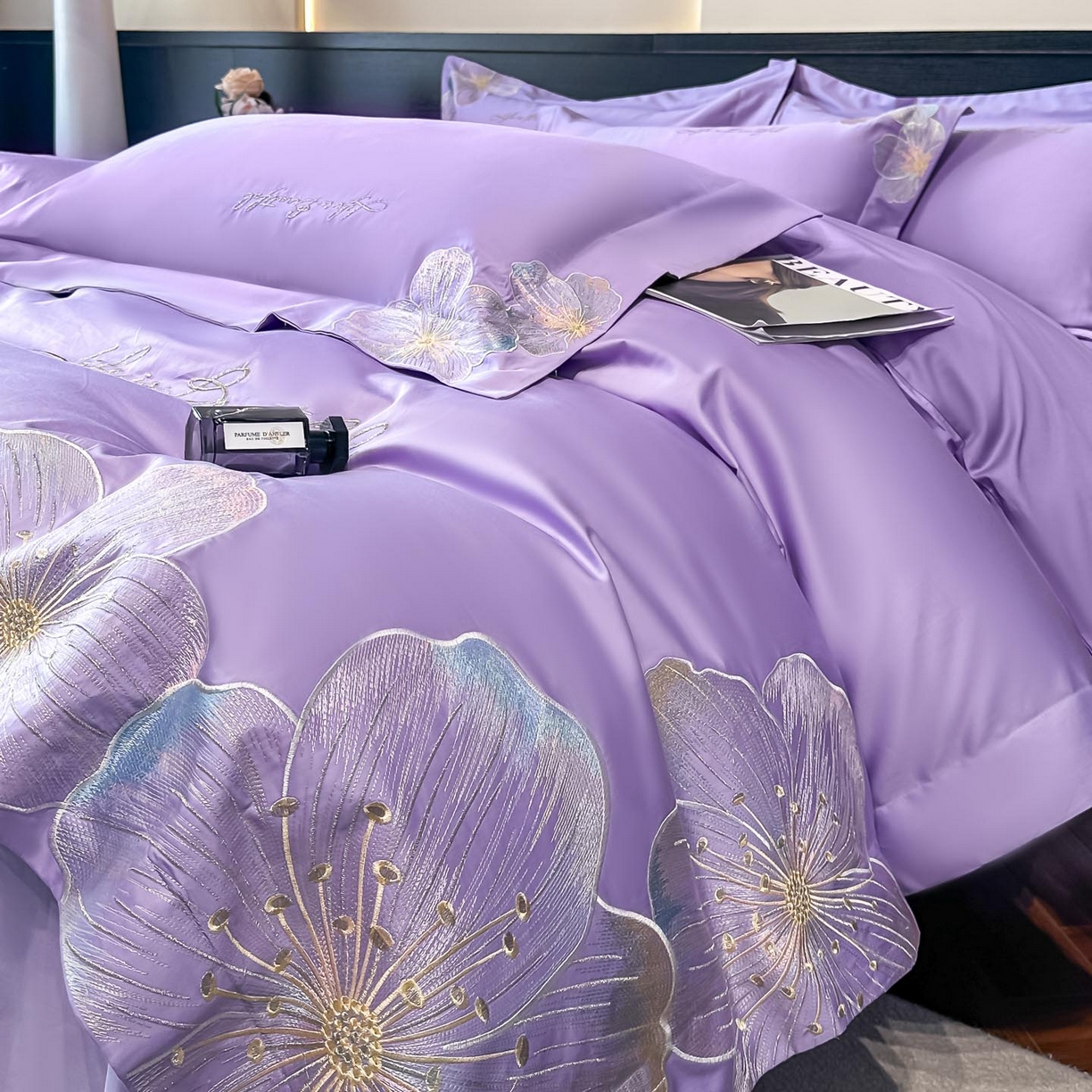 91家纺网 家纺一手货源 找家纺 （总）润锦云 2026新款A类亲肤舒适刺绣四件套-桃夭系列