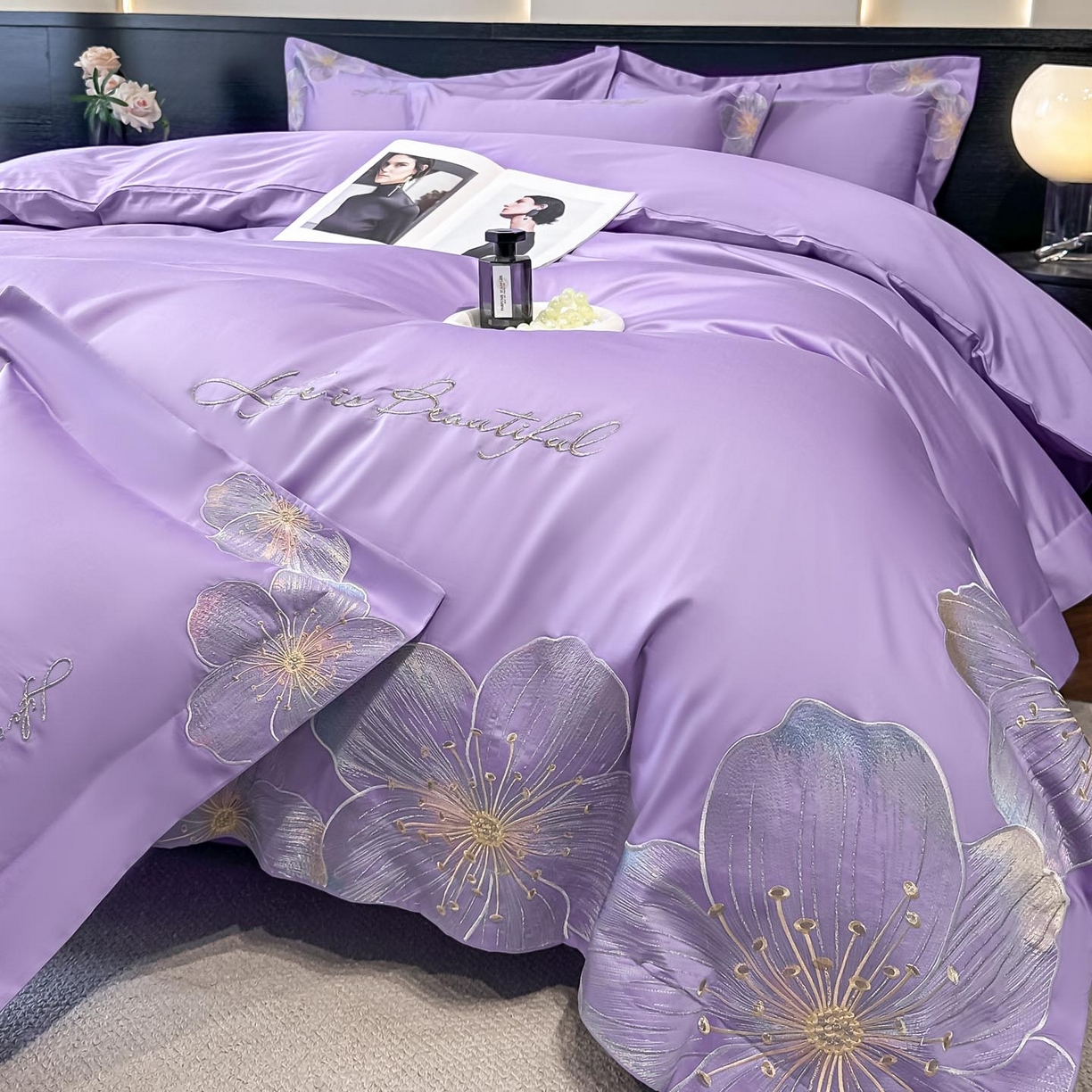 91家纺网 家纺一手货源 找家纺 （总）润锦云 2026新款A类亲肤舒适刺绣四件套-桃夭系列